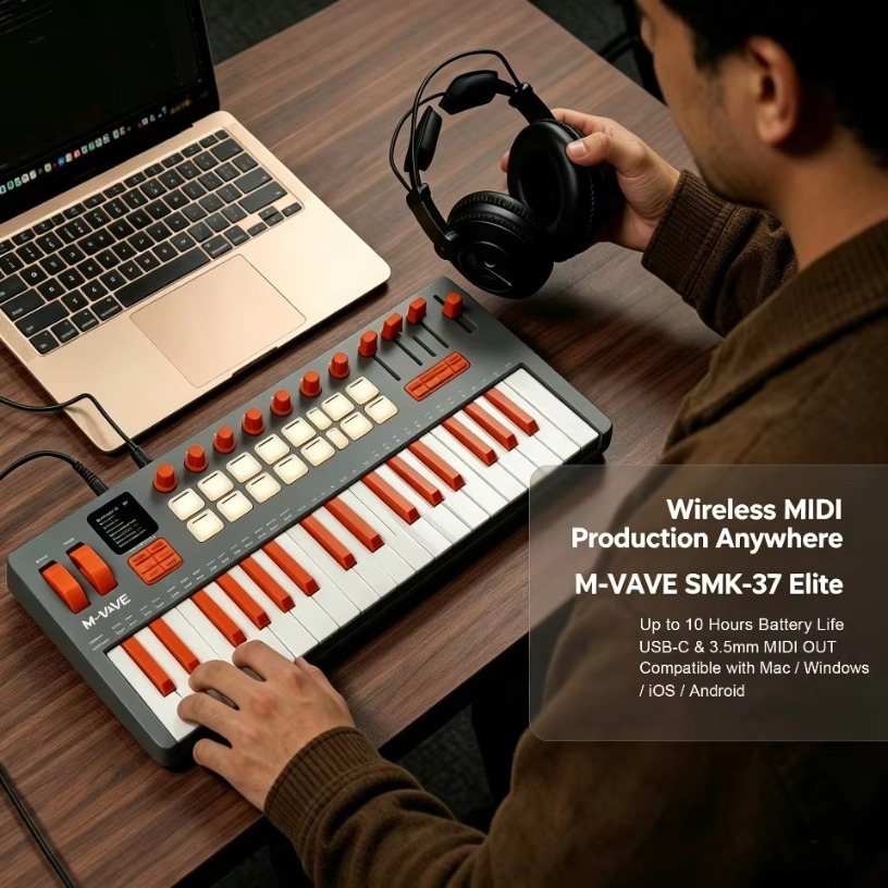 M-VAVE SMK-37 Elite – bezprzew – Midi Controller Pad recenzja i cena